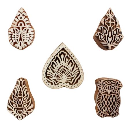 Set of 5 Piece New Mix Wooden Printing Blocks